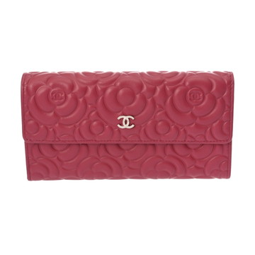 シャネル カメリア 二ツ折財布 ピンク A82283 カーフ レディース 財布 【purse】