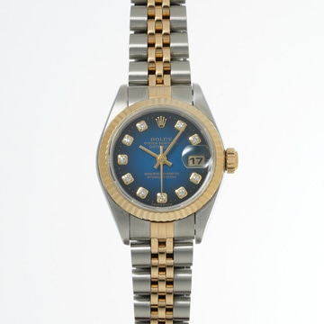 ロレックス デイトジャスト 10Pダイヤ 79173G ブルー・グラデーション/ダイヤモンド レディース 時計 【wristwatch】