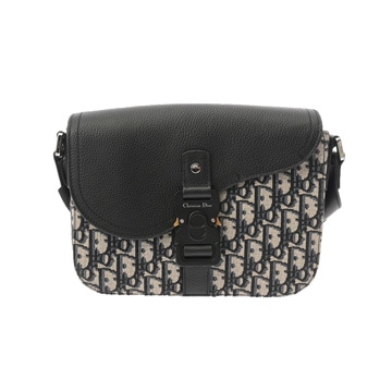 クリスチャンディオール メッセンジャーバッグ ネイビー/ベージュ 1ADP0049YKS ジャガード/レザー ユニセックス バッグ 【bag】