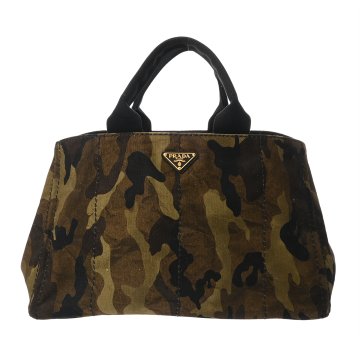 プラダ カナパトート カモフラージュ柄 グリーン/ブラック BN2020 キャンバス レディース バッグ 【bag】