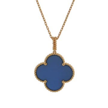 ヴァンクリーフ＆アーペル マジックアルハンブラ ロング ブルーアゲート K18イエローゴールド YG レディース ジュエリー 【jewelry】