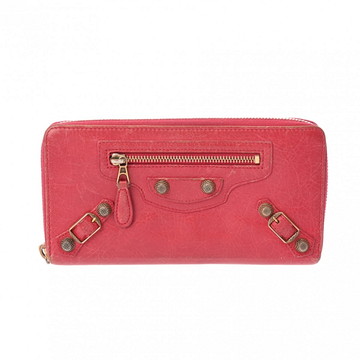 バレンシアガ ラウンドファスナー長財布 ピンク レザー レディース 財布 【purse】