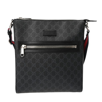 グッチ GGスプリーム メッセンジャーバッグ ブラック 474137 PVC/レザー メンズ バッグ 【bag】