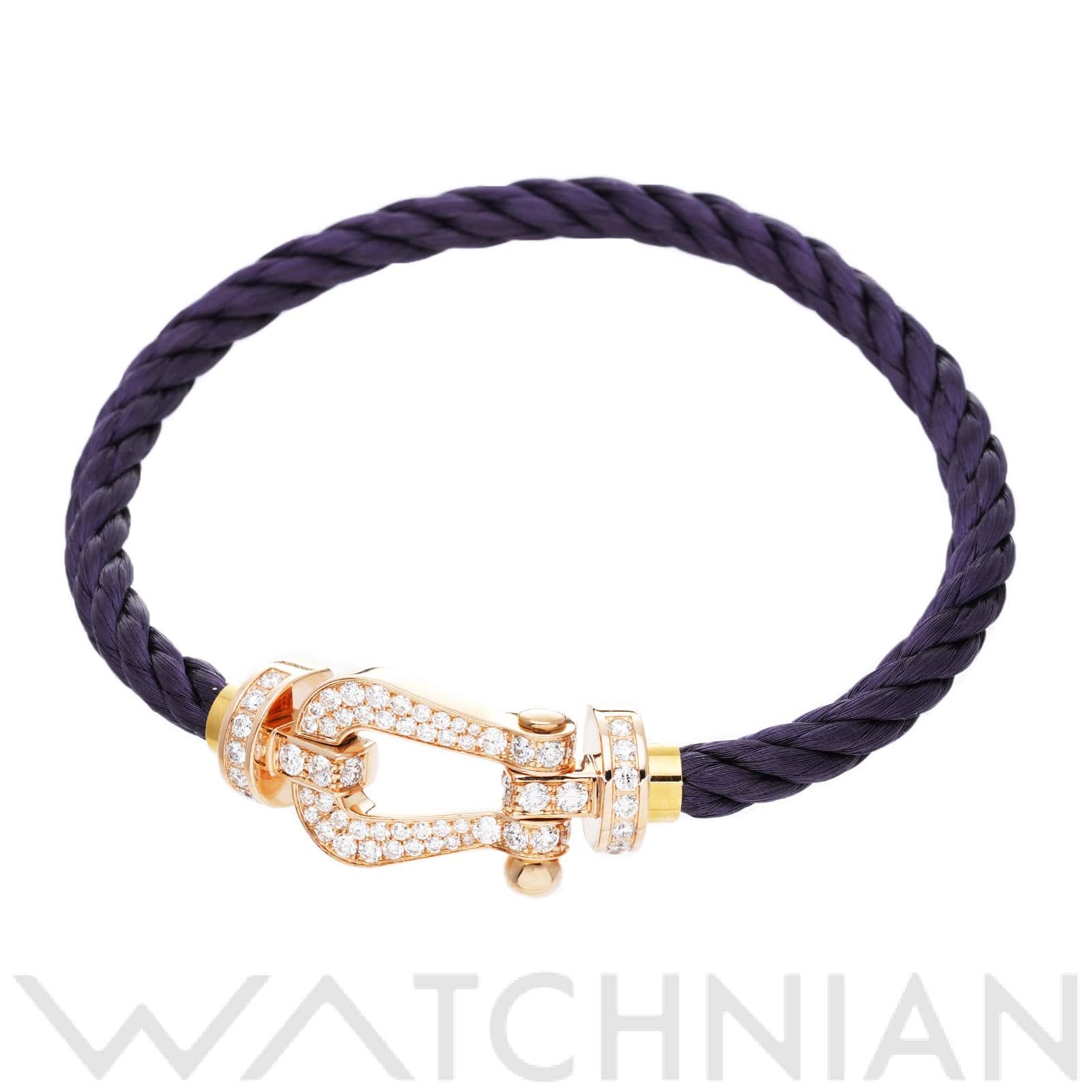 フレッド フォース10 ブレスレット ラージモデル　＃16 K18イエローゴールド YG/ダイヤモンド/ステンレスケーブル/パープル レディース ジュエリー 【中古】【jewelry】