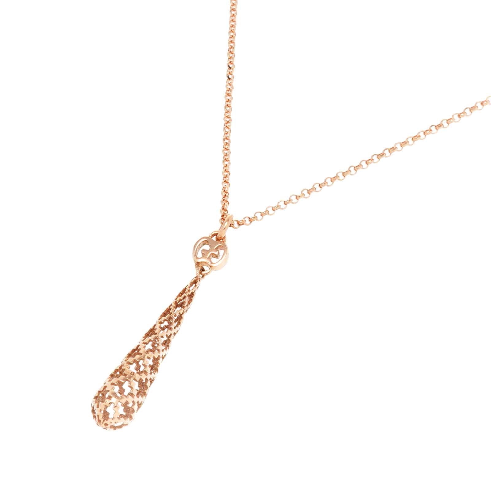 グッチ ディアマンティッシマ ドロップペンダント ネックレス K18ピンクゴールド PG レディース ジュエリー 【中古】【jewelry】