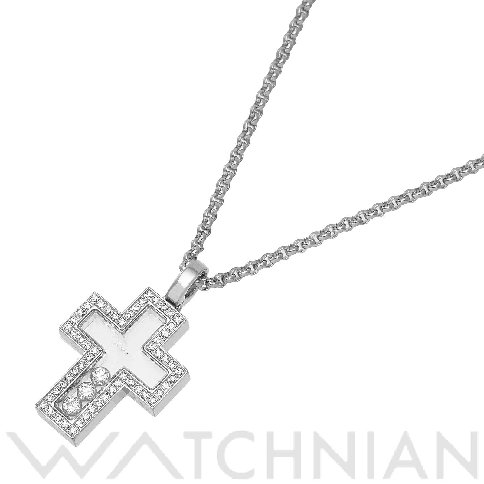 ショパール ハッピーダイヤモンド クロス ペンダント ネックレス 794055-1001 K18ホワイトゴールド WG/ダイヤモンド レディース ジュエリー 【中古】【jewelry】