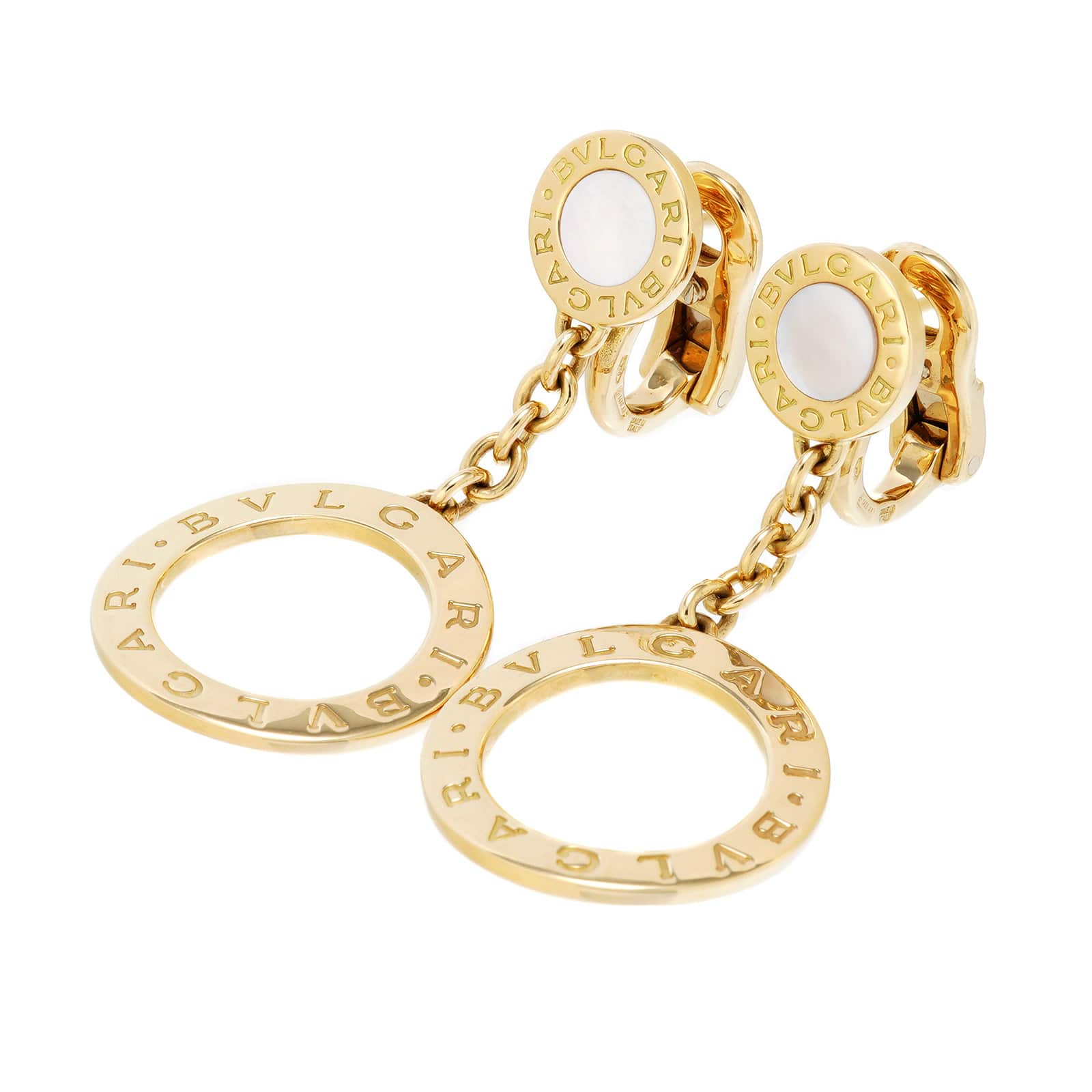ブルガリ ブルガリブルガリ ピアス K18イエローゴールド YG/ホワイトシェル レディース ジュエリー 【中古】【jewelry】