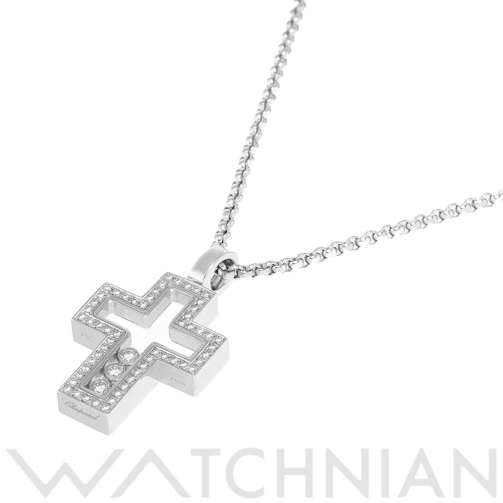 ショパール ハッピーダイヤモンド クロス ペンダント ネックレス 79/4055 K18ホワイトゴールド WG/ダイヤモンド レディース ジュエリー 【中古】【jewelry】