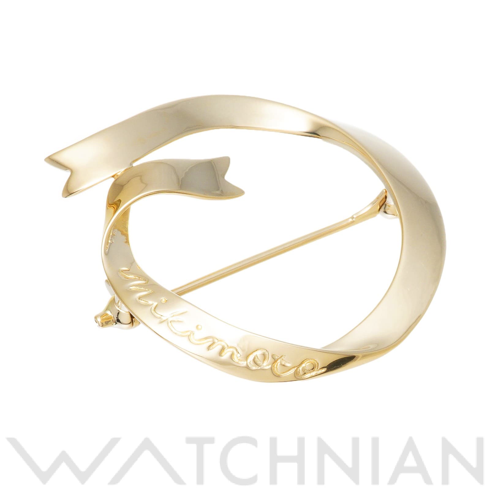 ミキモト リボンモチーフ ラウンド ブローチ K18イエローゴールド YG レディース ジュエリー 【中古】【jewelry】