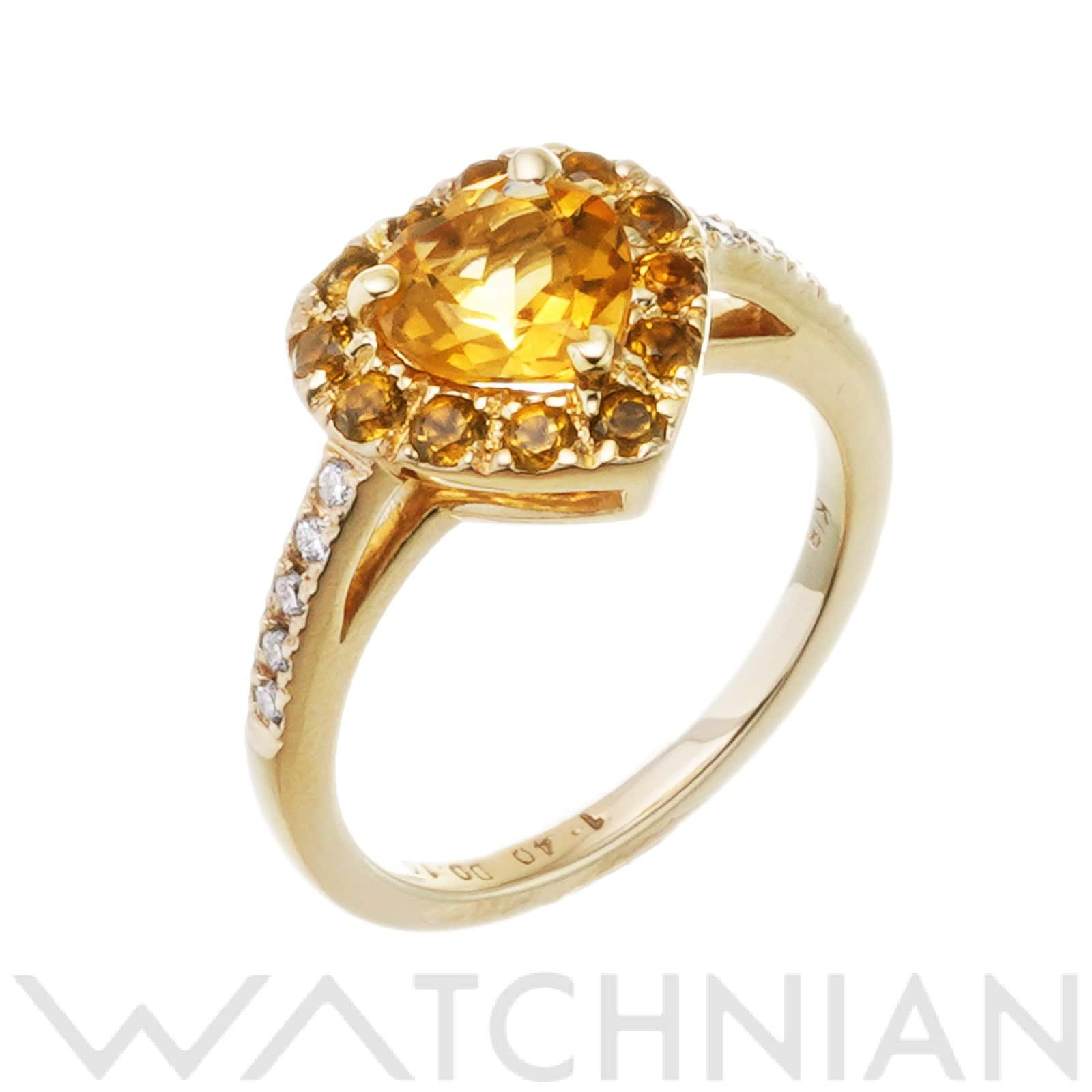 ポンテヴェキオ シトリン リング　約12号 K18イエローゴールド YG/シトリン レディース ジュエリー 【中古】【jewelry】