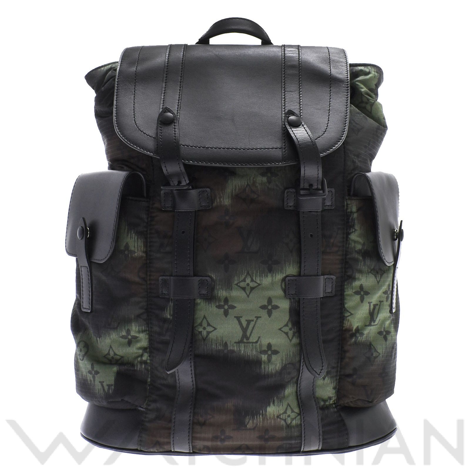 ルイ ヴィトン モノグラムカモフラージュ クリストファーPM カーキ×ブラック×シルバー金具 M56411 ナイロン/レザー メンズ バッグ 【中古】【bag】