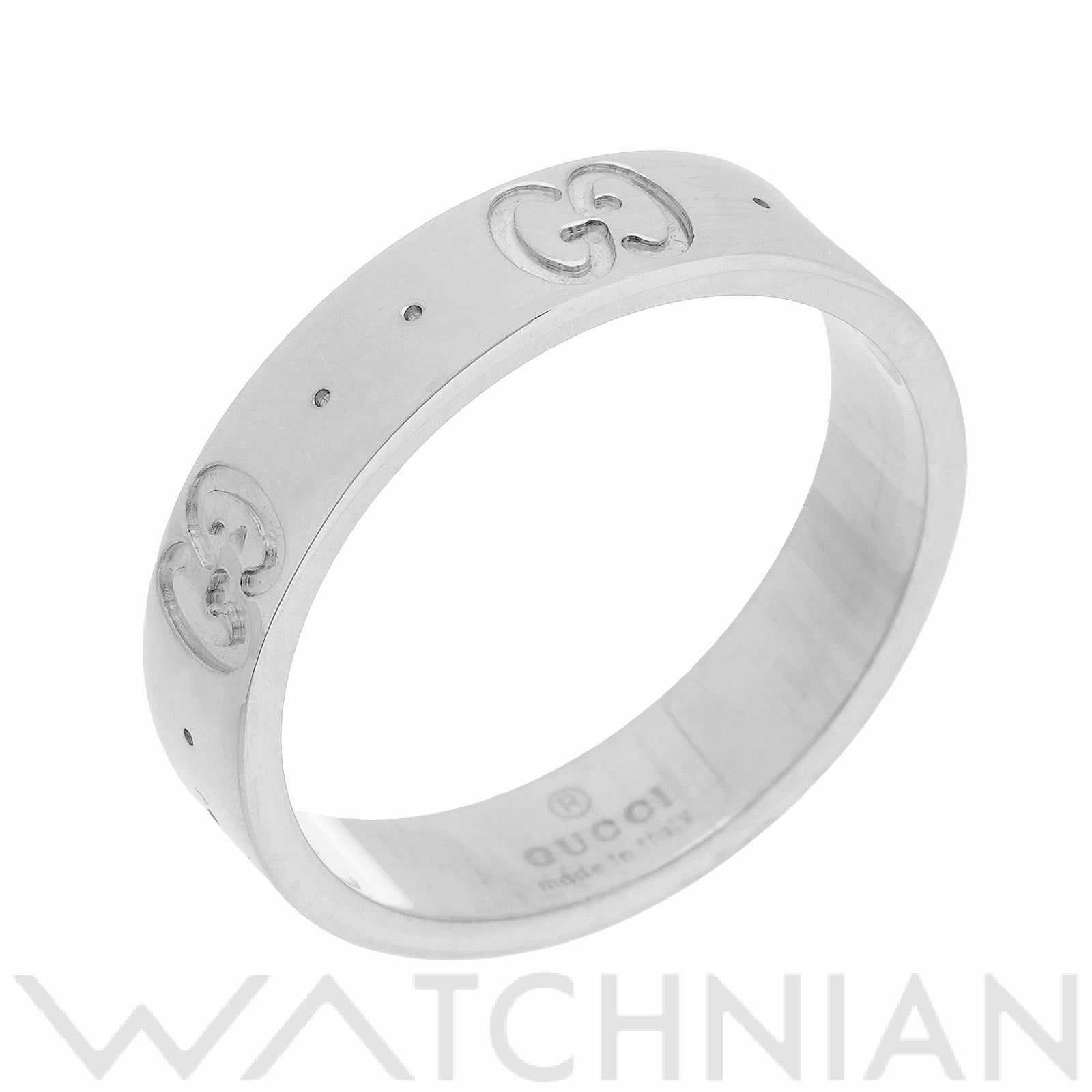 グッチ アイコン リング　#8(約8号) K18ホワイトゴールド WG レディース ジュエリー 【中古】【jewelry】