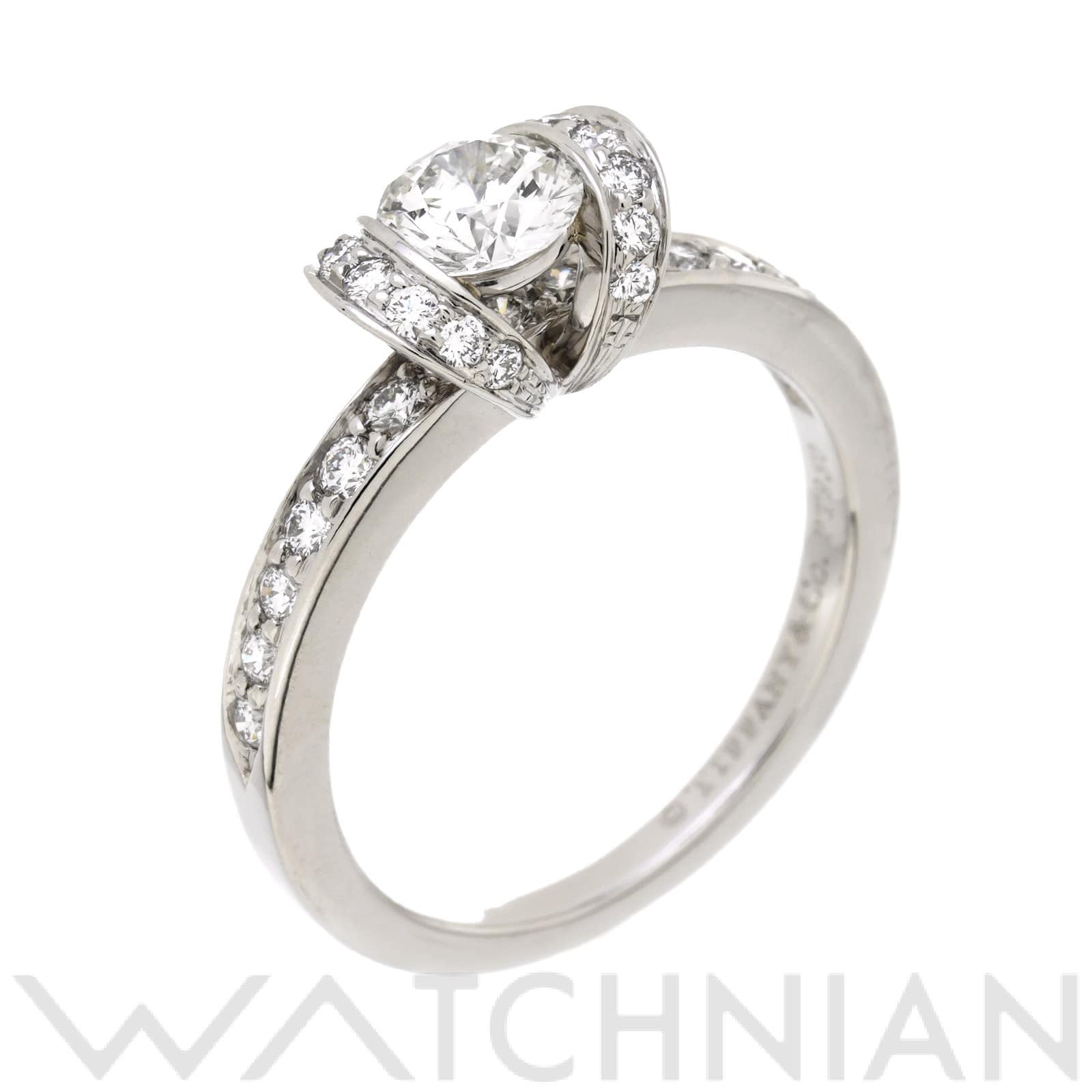 ティファニー リボン リング　約9号 Pt950プラチナ/ダイヤモンド レディース ジュエリー 【中古】【jewelry】