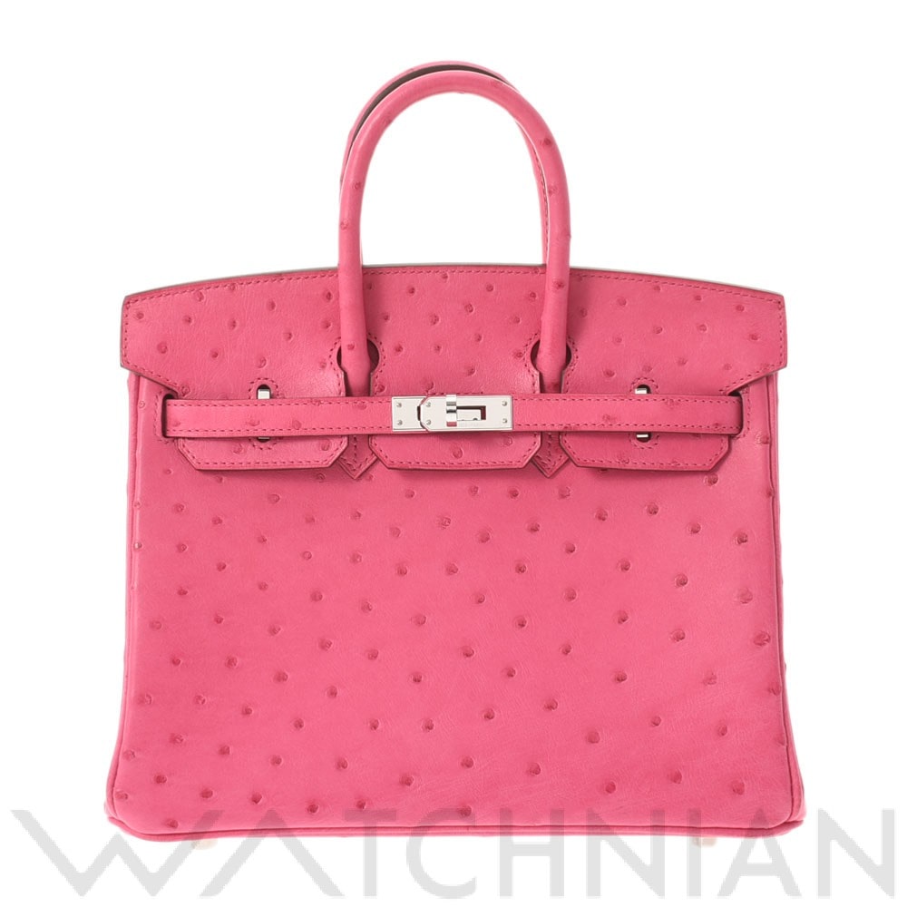エルメス バーキン 25 ローズティリアン/パラジウム金具 オーストリッチ レディース バッグ 【未使用】【bag】