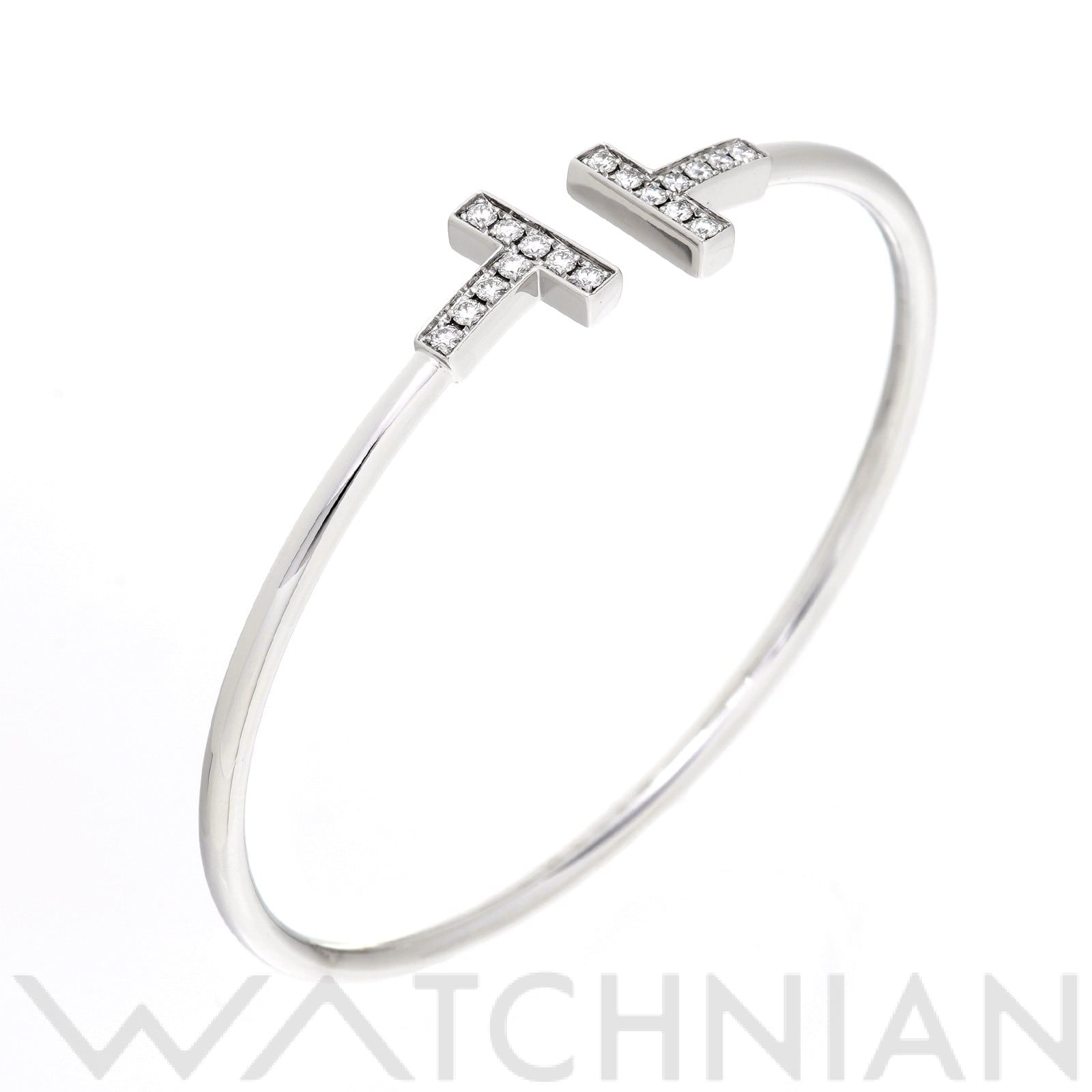 ティファニー Tワイヤー バングル K18ホワイトゴールド WG/ダイヤモンド レディース ジュエリー 【中古】【jewelry】