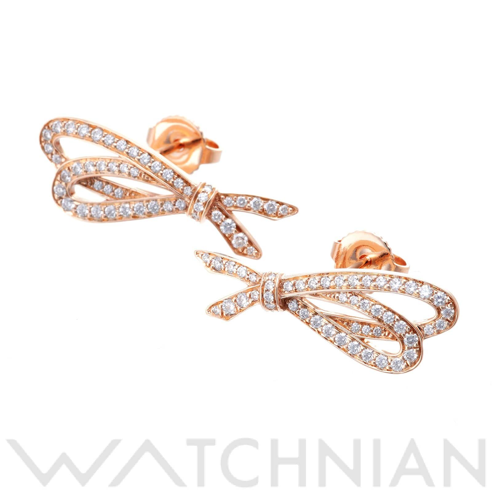 ティファニー ボウ ピアス K18ピンクゴールド PG/ダイヤモンド レディース ジュエリー 【中古】【jewelry】