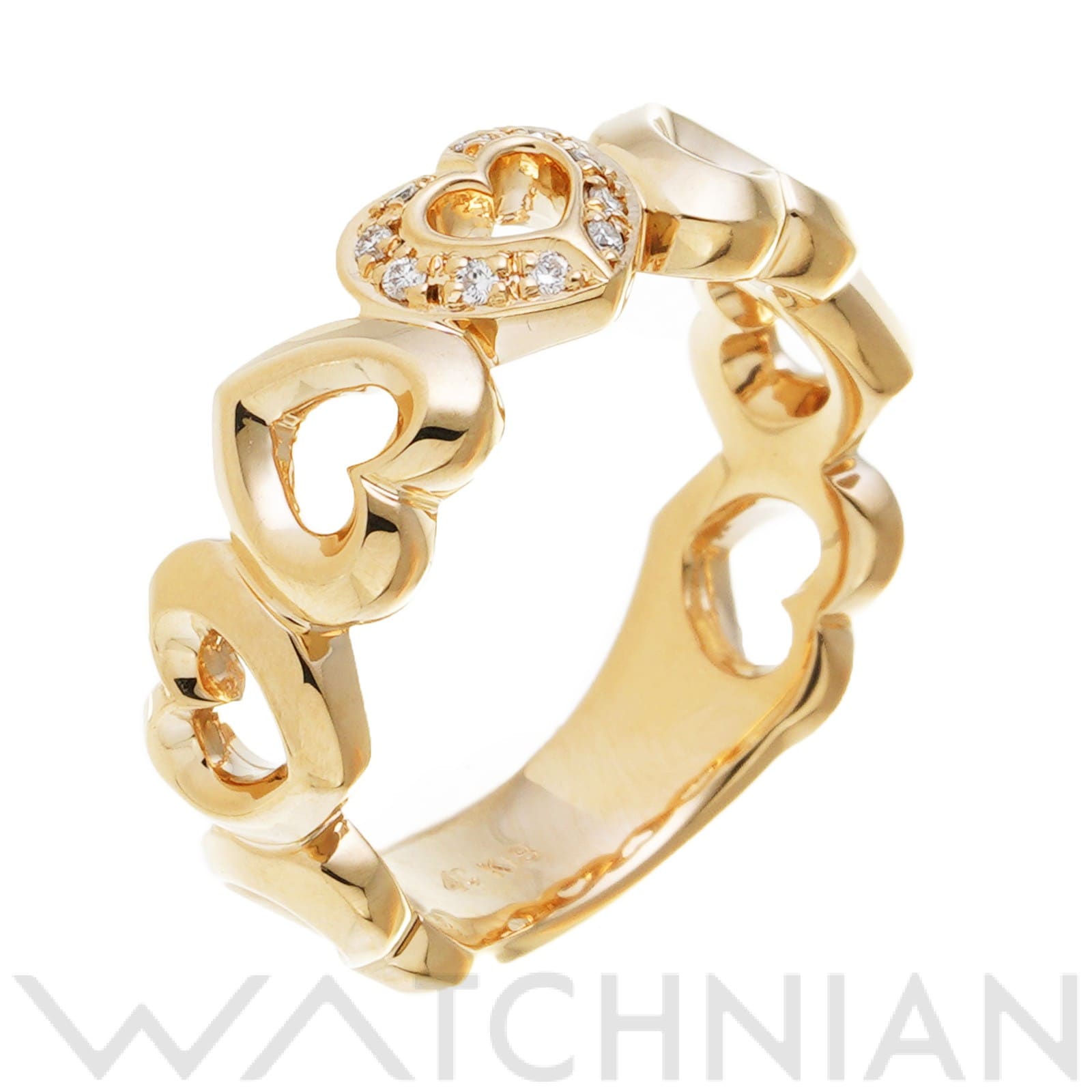 ヨンドシー ハート リング　約12号 K18イエローゴールド YG/ダイヤモンド レディース ジュエリー 【中古】【jewelry】