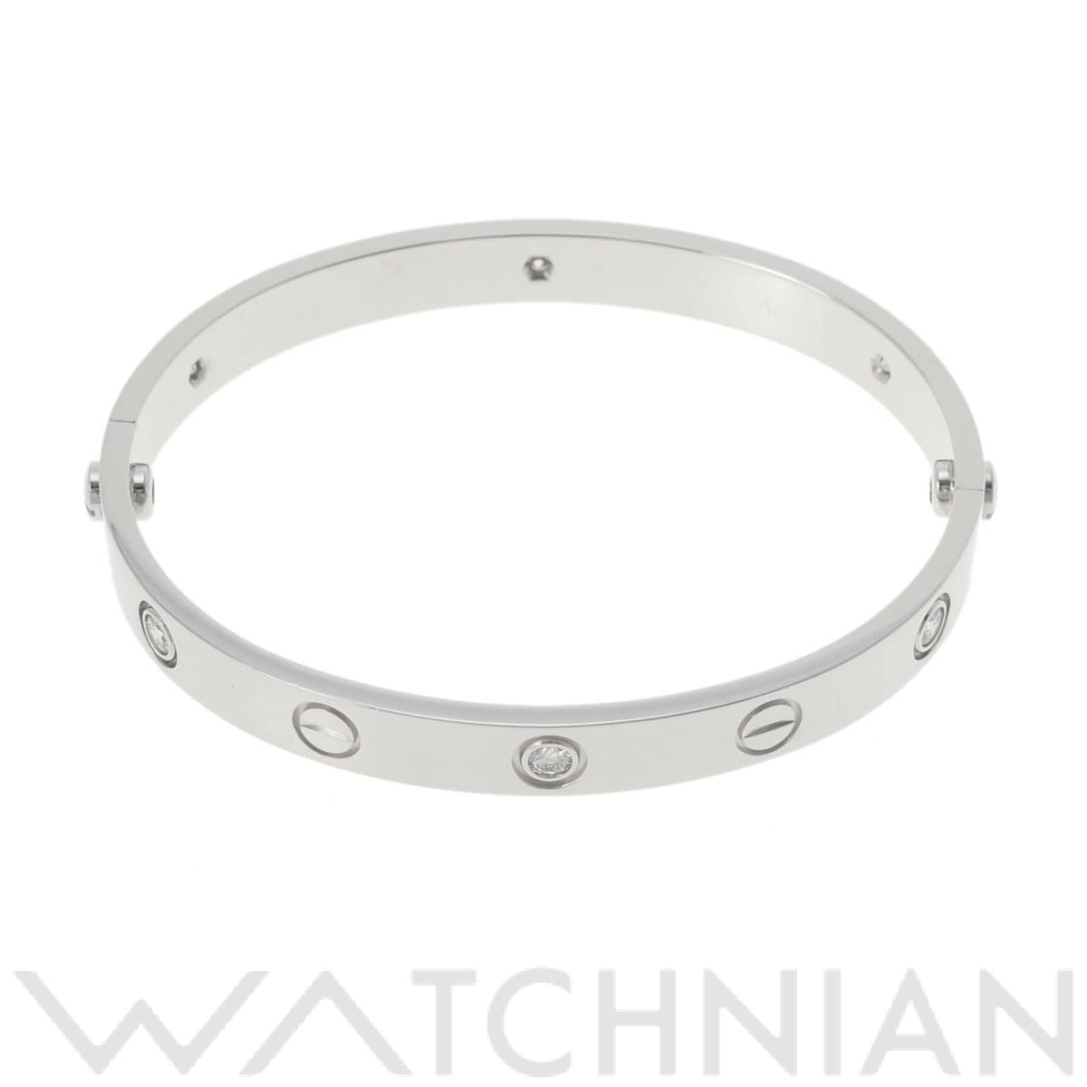 カルティエ ラブブレス 6Pダイヤ #16 シルバー K18ホワイトゴールド WG レディース ジュエリー 【中古】【jewelry】