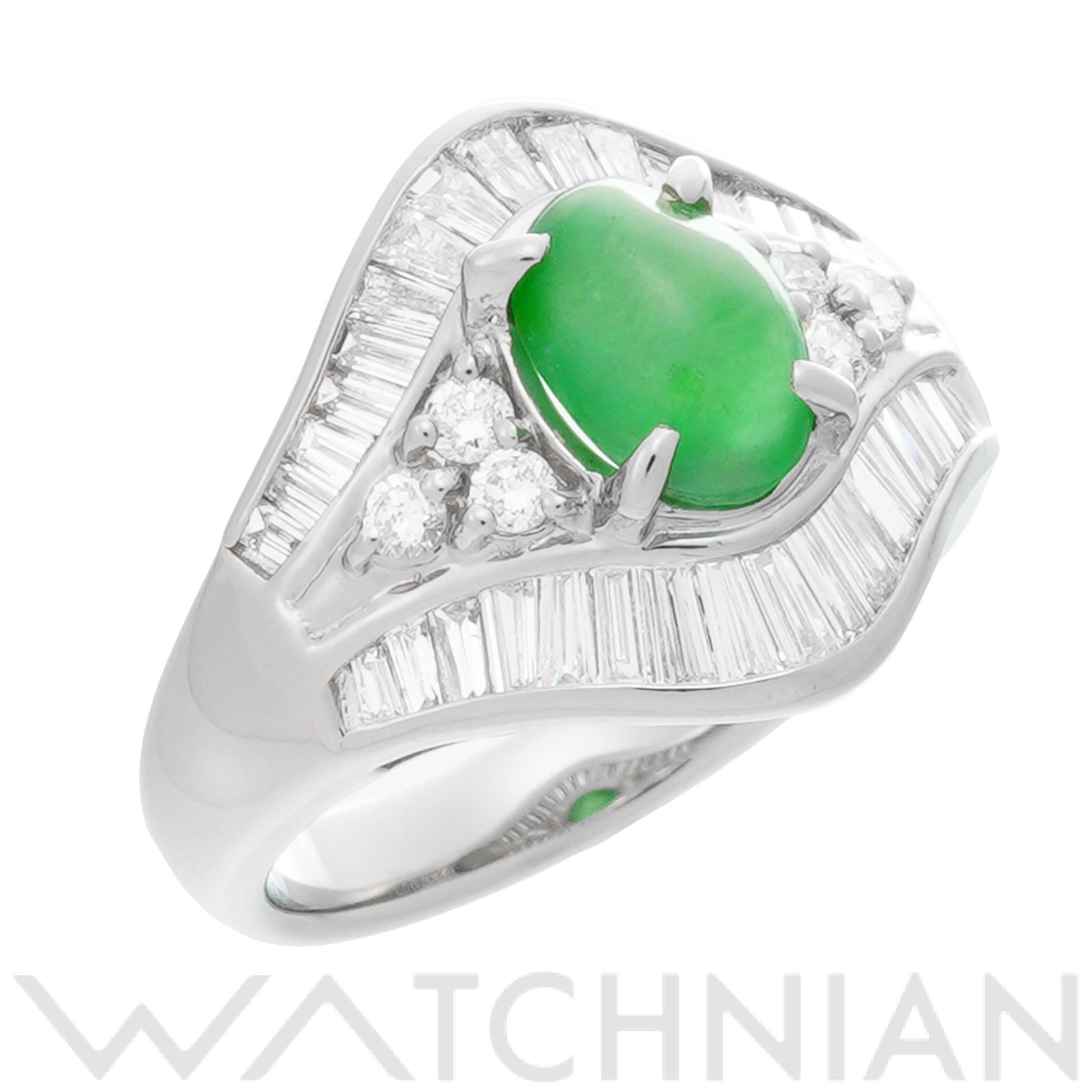 ノーブランド 翡翠 リング　約13号 Pt900プラチナ/翡翠/ダイヤモンド レディース ジュエリー 【中古】【jewelry】
