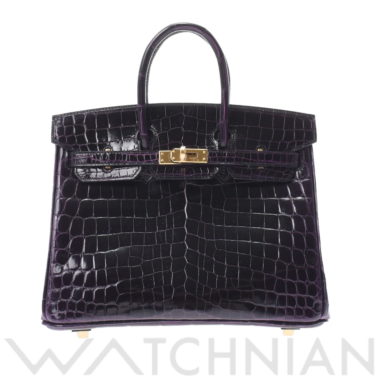 エルメス バーキン 25 オーベルジーヌ/パラジウム金具 ニロティカスリセ レディース バッグ 【中古】【bag】