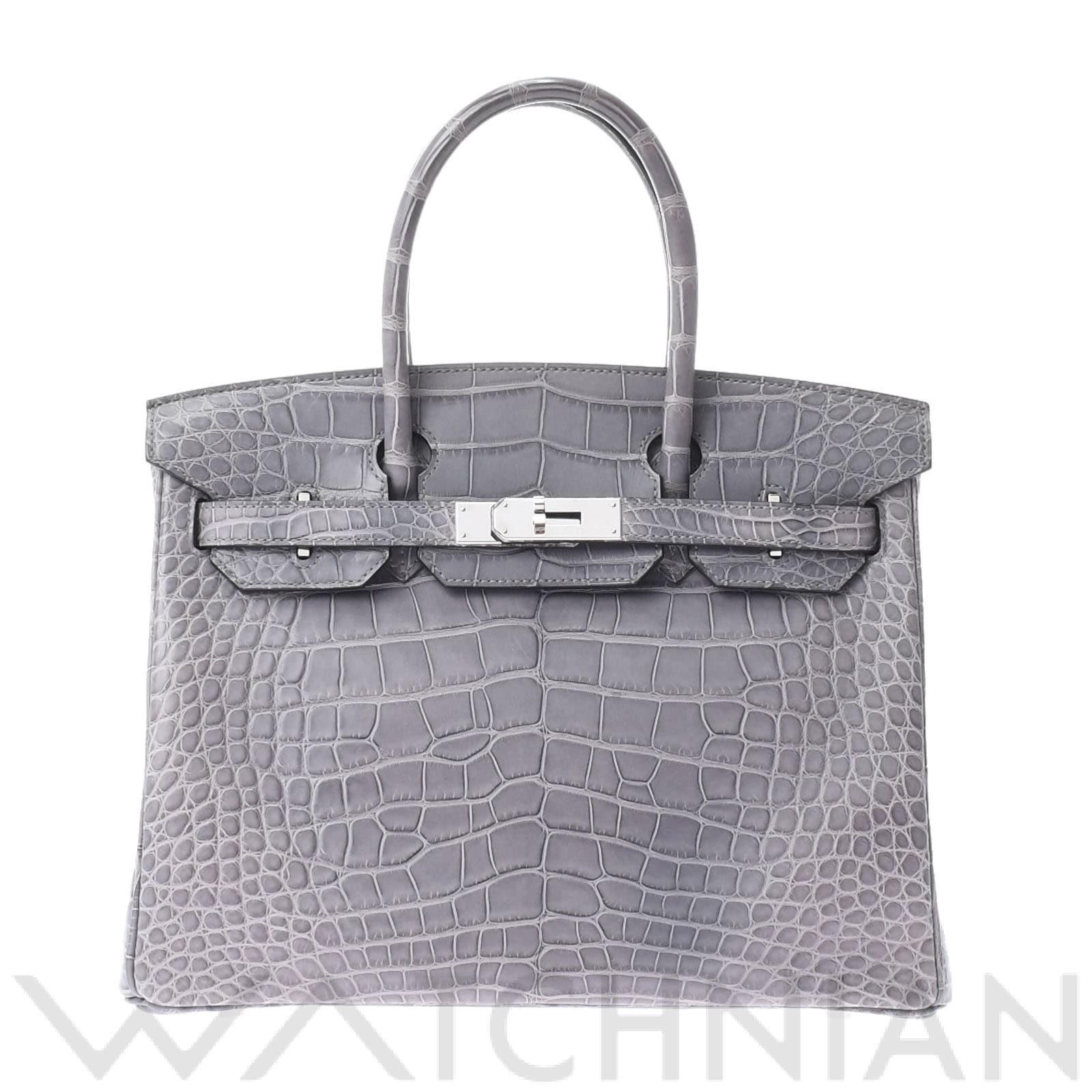 エルメス バーキン 30 グレーパリ/パラジウム金具 アリゲーター レディース バッグ 【中古】【bag】