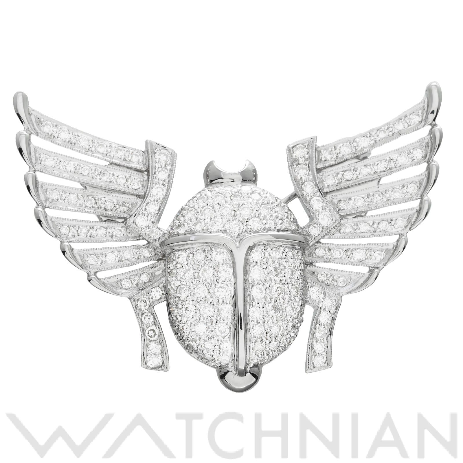 ノーブランド スカラベ ブローチ K18ホワイトゴールド WG/ダイヤモンド レディース ジュエリー 【中古】【jewelry】
