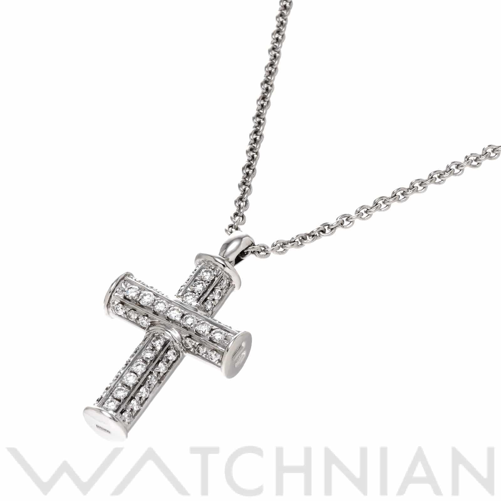 ブルガリ ラテンクロス ペンダント ネックレス K18ホワイトゴールド WG/ダイヤモンド レディース ジュエリー 【中古】【jewelry】