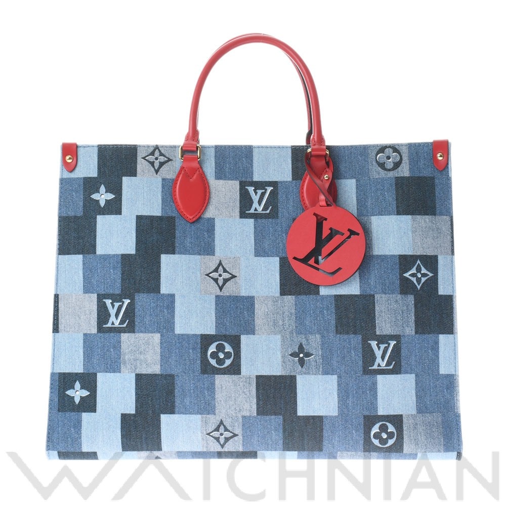 ルイ ヴィトン モノグラムデニム オンザゴー GM 2WAY ブルー M44992 デニム ユニセックス バッグ 【中古】【bag】