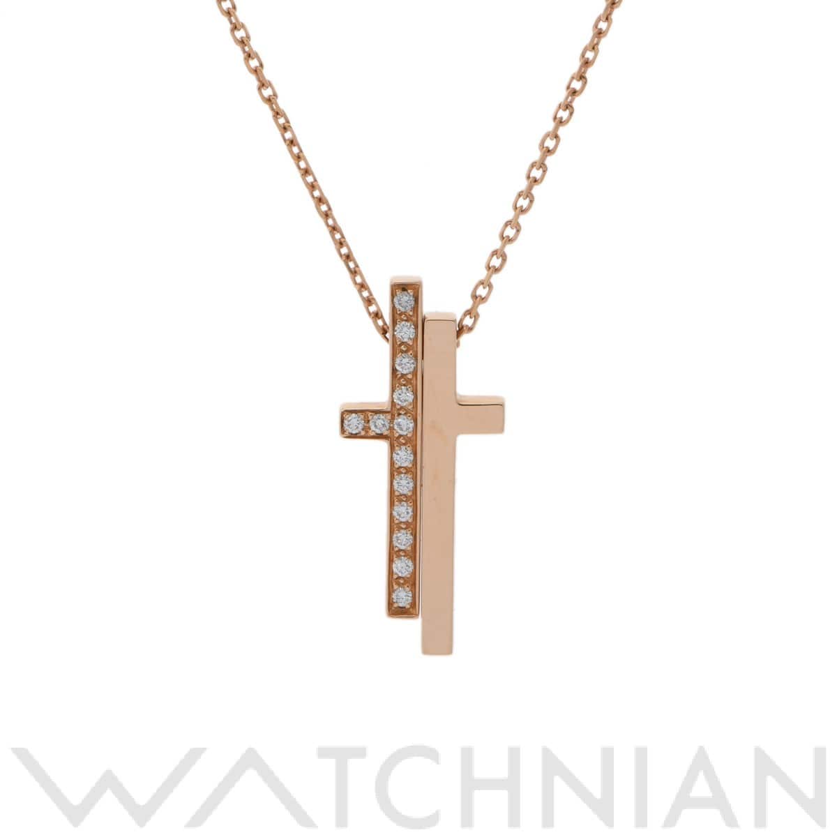 グッチ セパレートクロス ネックレス　ダイヤ ゴールド K18ピンクゴールド PG レディース ジュエリー 【中古】【jewelry】