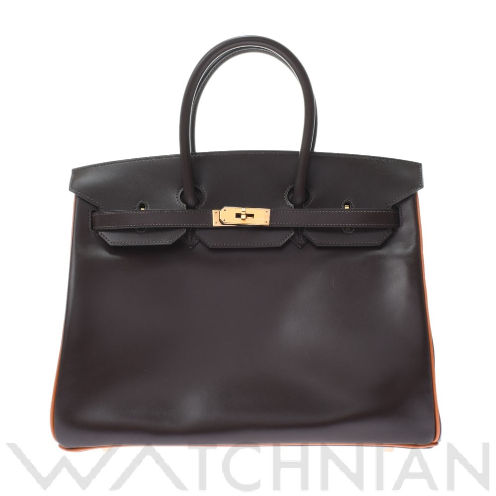 エルメス バーキン 35 ショコラ/オレンジ/ゴールド金具 ボックスカーフ ユニセックス バッグ 【中古】【bag】