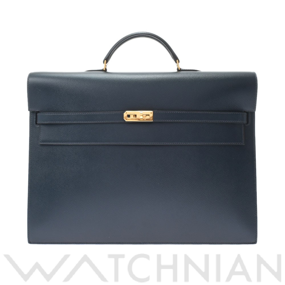 エルメス ケリーデペッシュ 38 ネイビー/ゴールド金具 ヴァッシュリエジェ レディース バッグ 【中古】【bag】