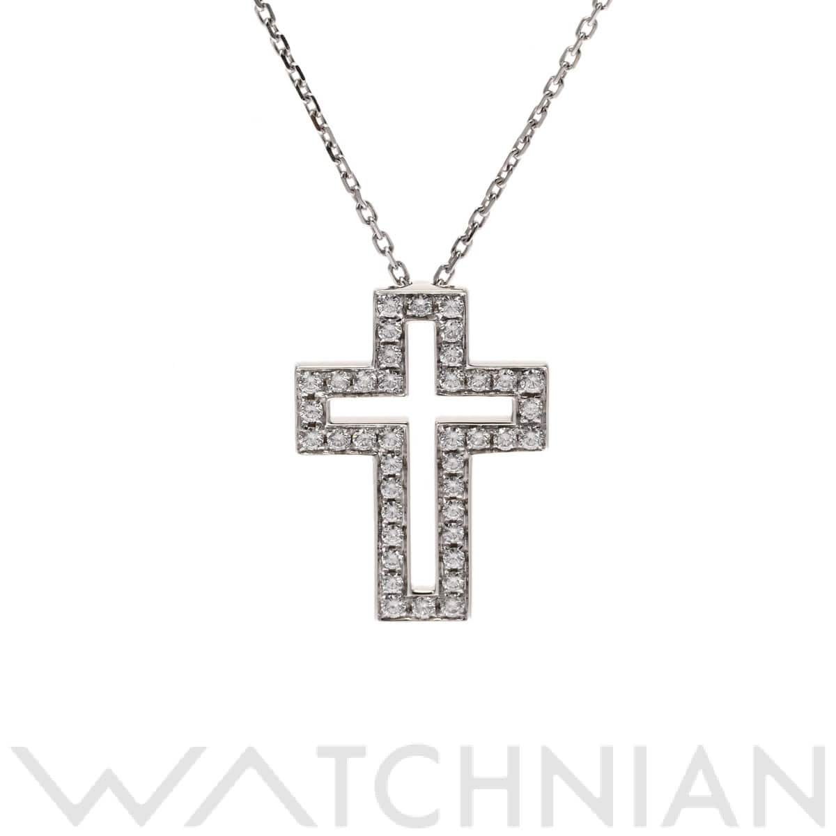 ブシュロン クロスネックレス ダイヤ シルバー K18ホワイトゴールド WG レディース ジュエリー 【中古】【jewelry】