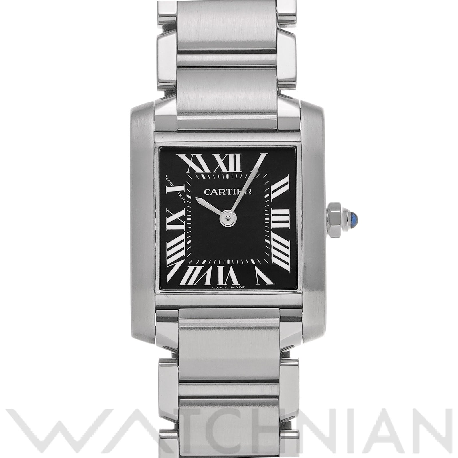 カルティエ タンク フランセーズ SM W51026Q3 ブラック レディース 時計 【中古】【wristwatch】