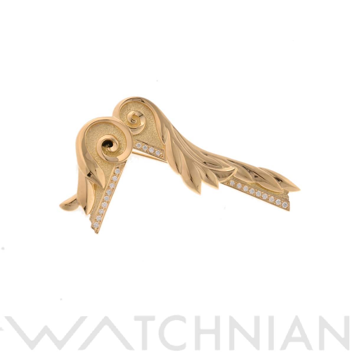 ミキモト 羽モチーフ ダイヤブローチ 0.29ct ゴールド K18イエローゴールド YG レディース ジュエリー 【中古】【jewelry】
