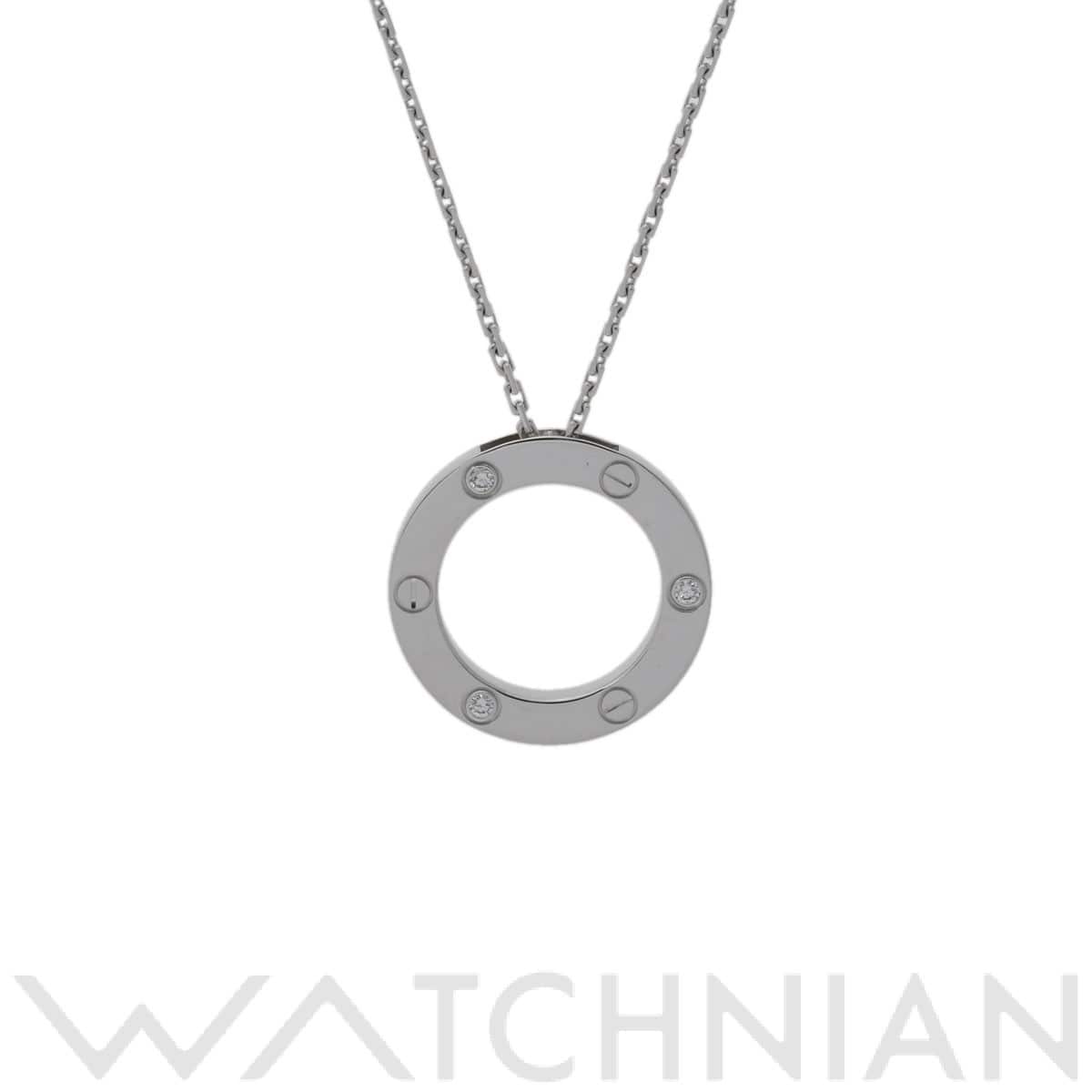 カルティエ ラブサークル ネックレス 3PD シルバー K18ホワイトゴールド WG レディース ジュエリー 【中古】【jewelry】