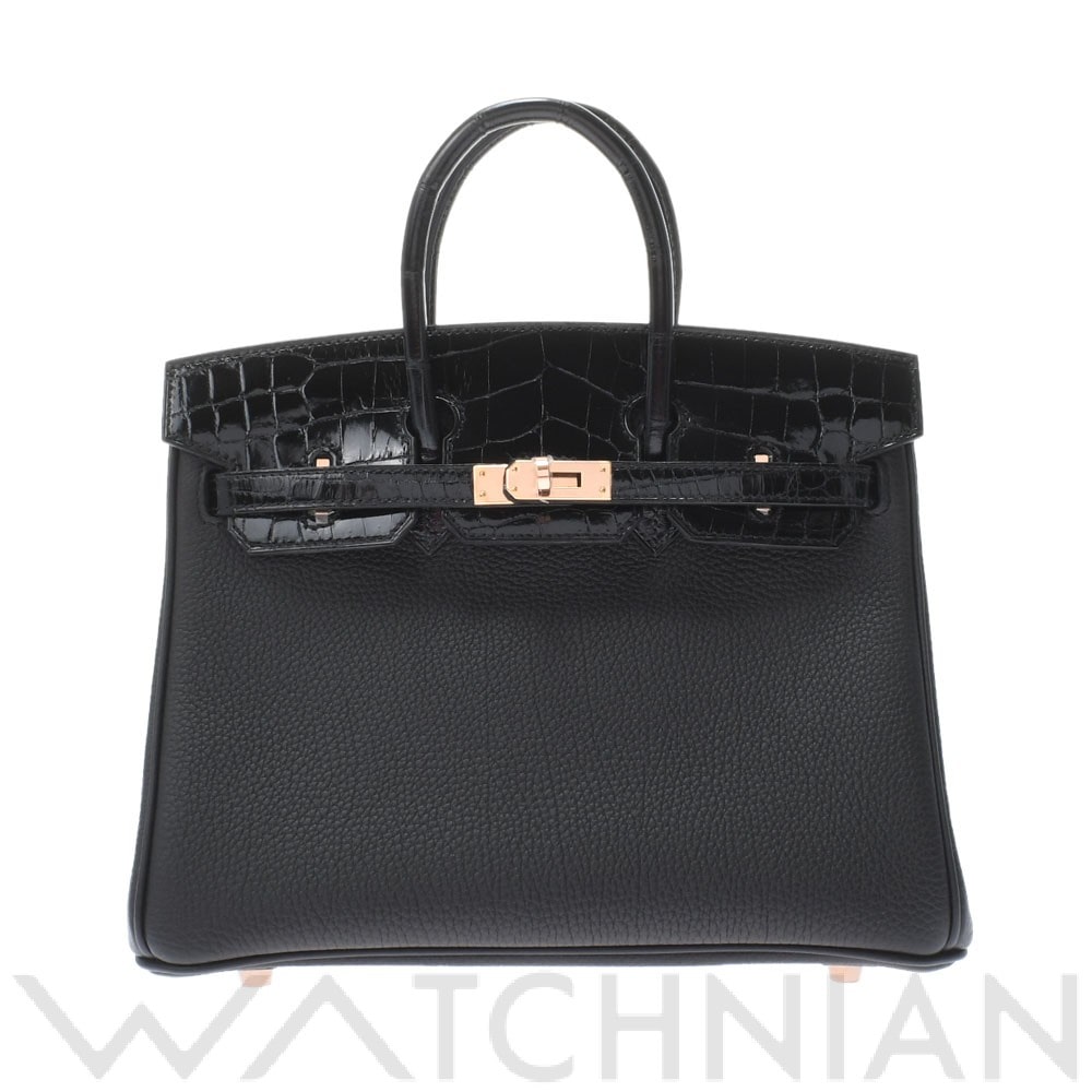 エルメス バーキン 25 ブラック/ローズゴールド金具 トゴ/ニロティカス レディース バッグ 【新品】【bag】