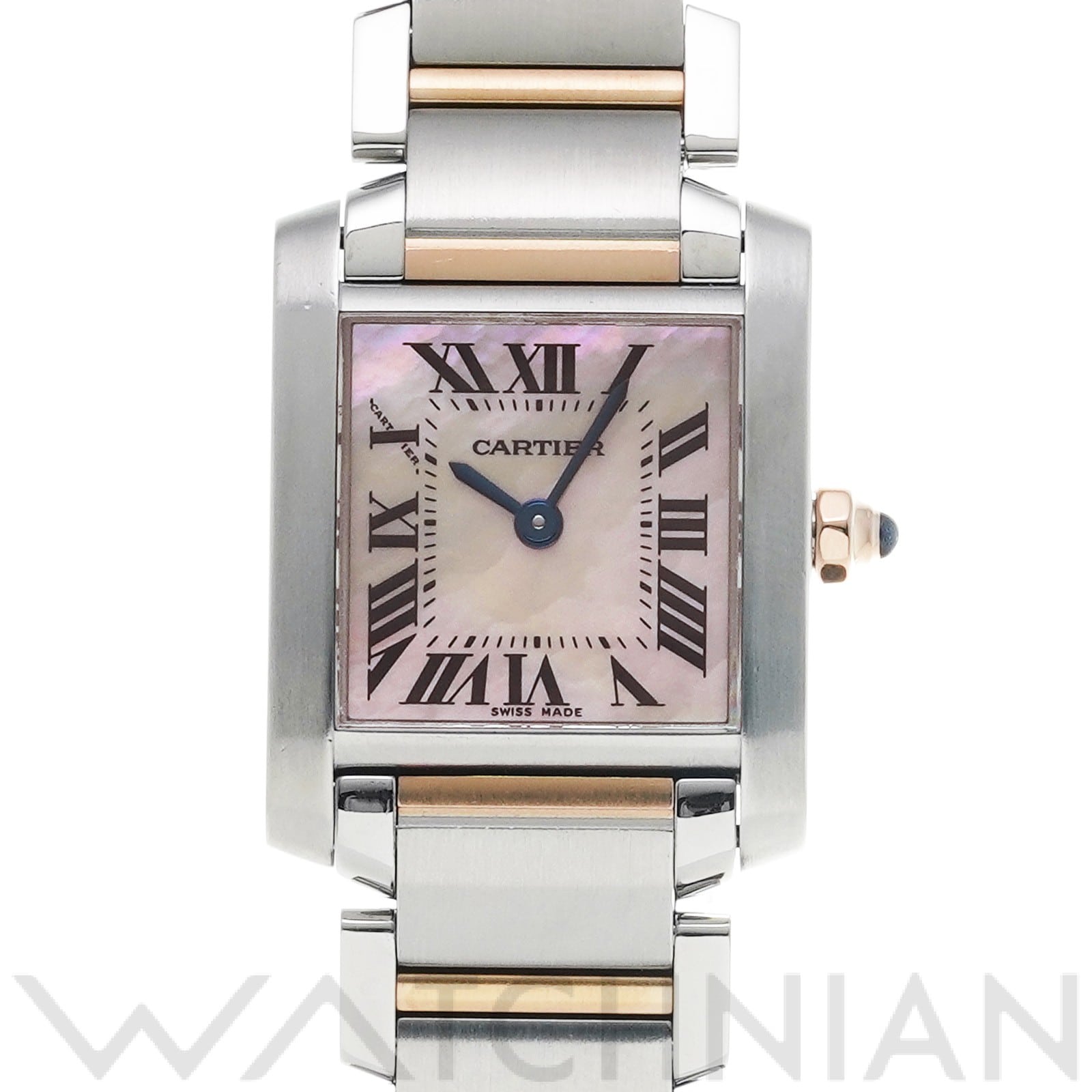カルティエ タンク フランセーズ SM W51027Q4 ピンクシェル レディース 時計 【中古】【wristwatch】