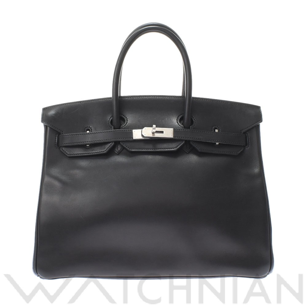エルメス バーキン 35 ブラック/マットパラジウム金具 ヴォーバレニア レディース バッグ 【中古】【bag】