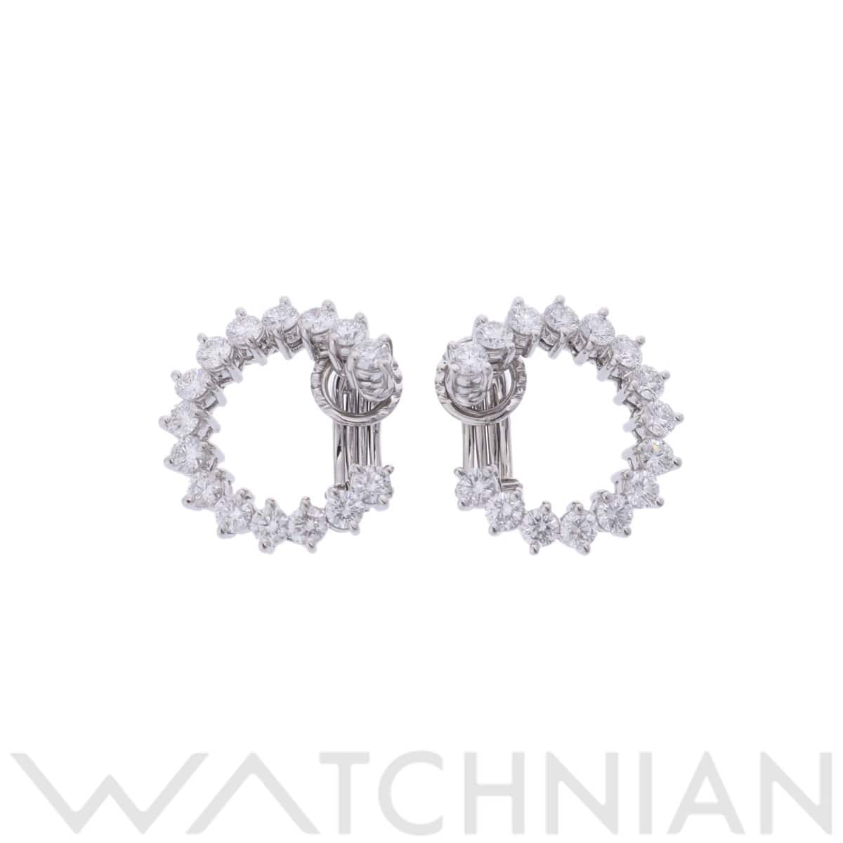 ハリー ウィンストン ラウンドフープ イヤリング シルバー Pt950プラチナ レディース ジュエリー 【中古】【jewelry】