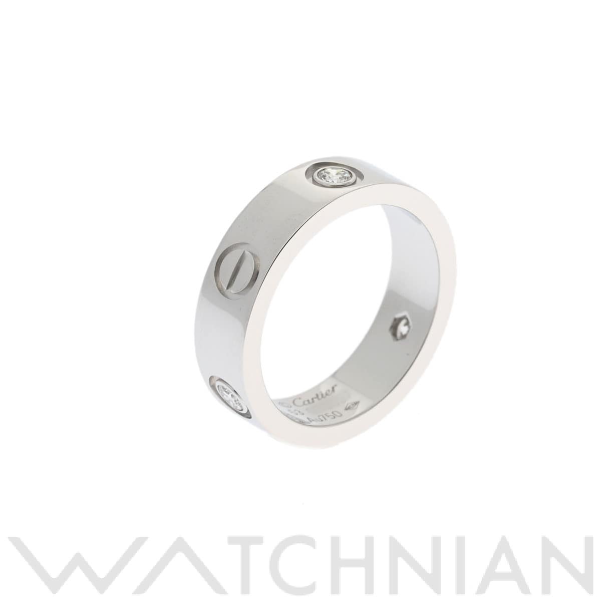 カルティエ ラブ リング ハーフダイヤ ＃53 シルバー K18ホワイトゴールド WG レディース ジュエリー 【中古】【jewelry】