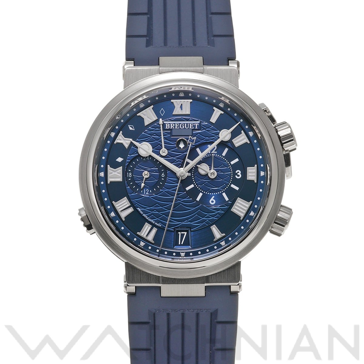 ブレゲ マリーン アラーム ミュージカル 5547BB/Y2/5ZU ブルー メンズ 時計 【中古】【wristwatch】