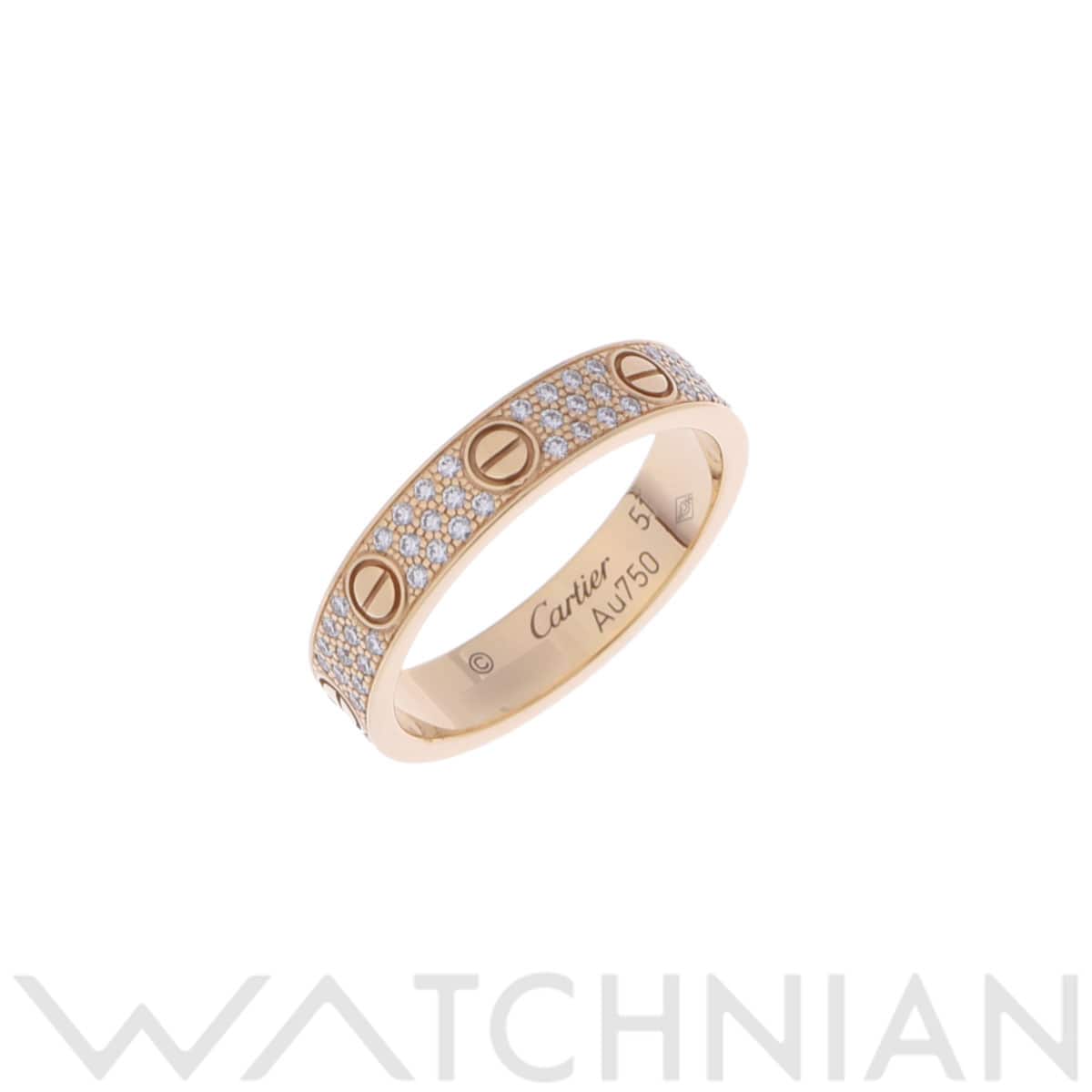 カルティエ ミニラブリング #51 パヴェ ゴールド K18イエローゴールド YG レディース ジュエリー 【中古】【jewelry】