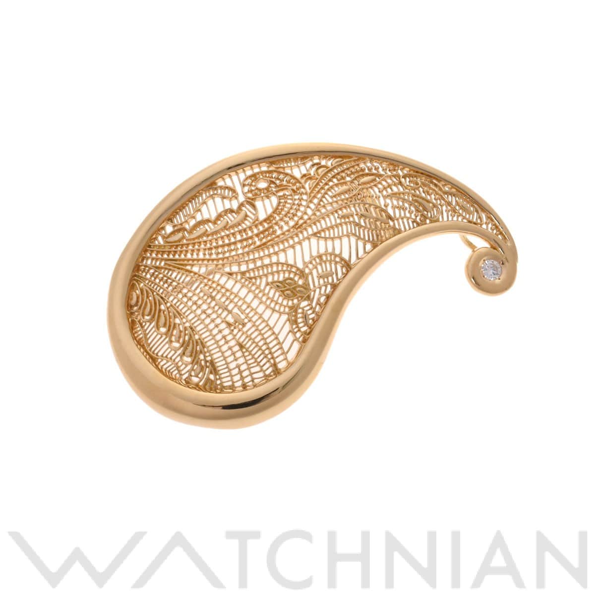 ピエールカルダン ペイズリーブローチ 1PD K18イエローゴールド YG レディース ジュエリー 【中古】【jewelry】