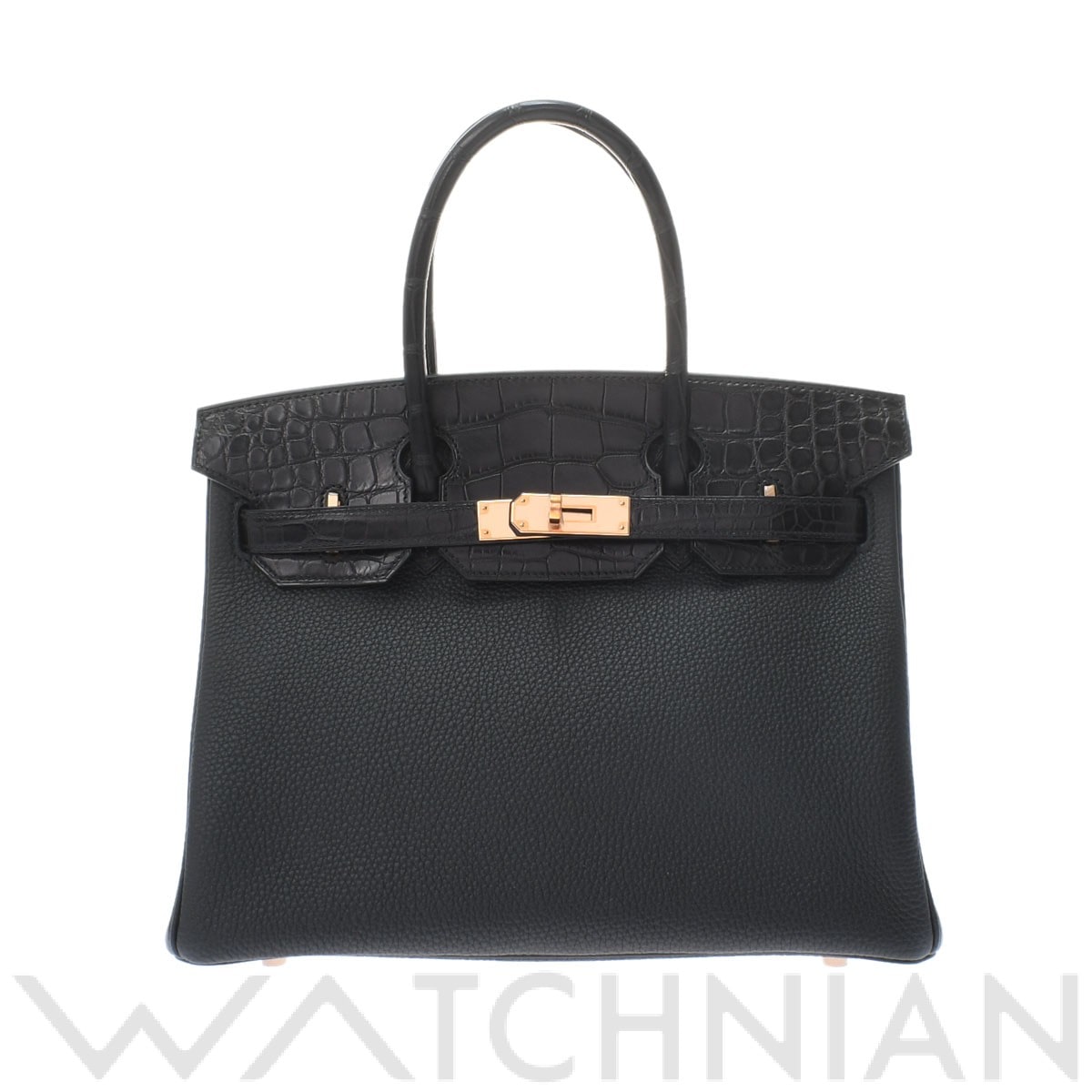 エルメス バーキン 30 タッチ 黒/ローズゴールド金具 アリゲーターマット/トゴ レディース バッグ 【未使用】【bag】