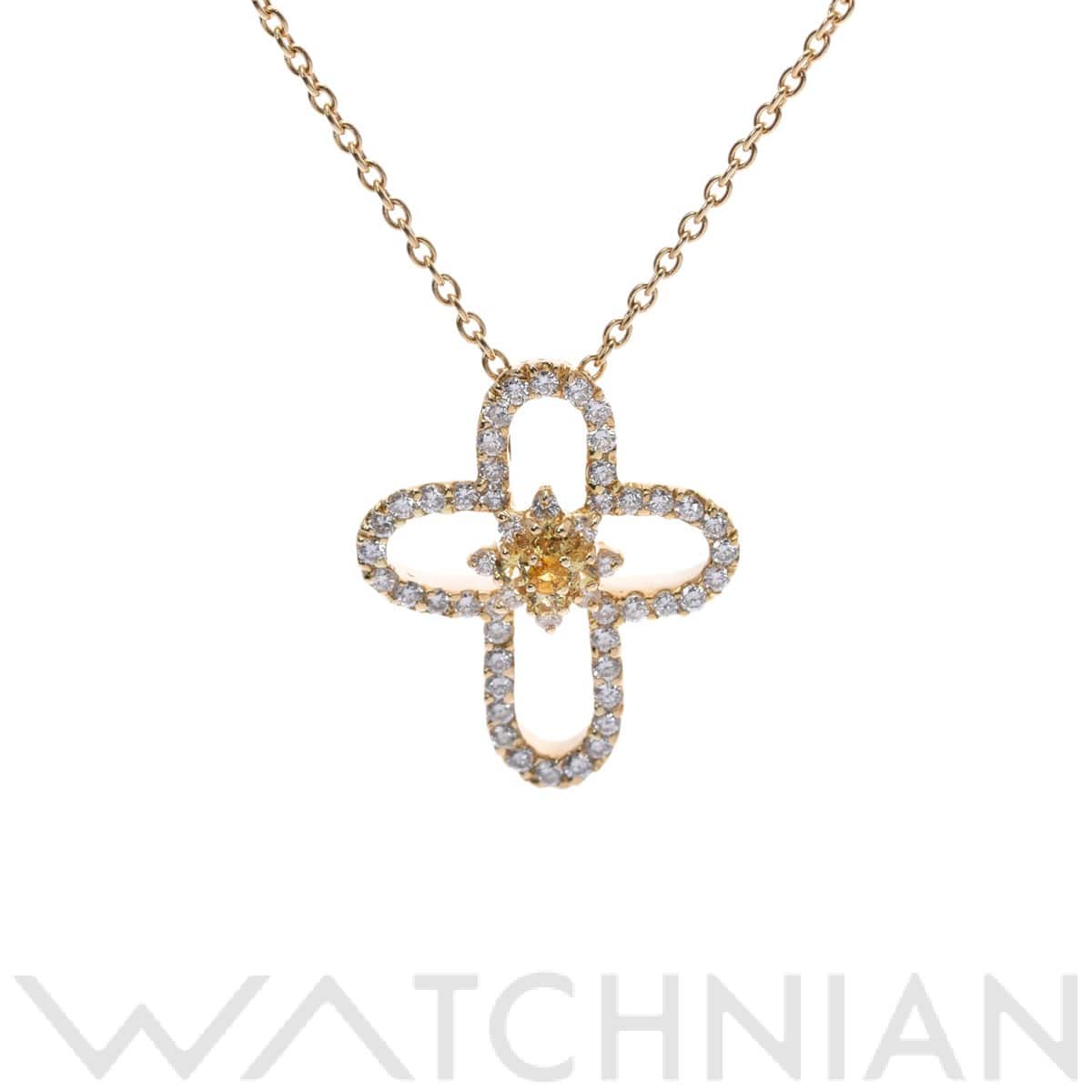 ポンテヴェキオ クロスネックレス ダイヤ0.69ct イエローサファイア0.19ct ゴールド K18イエローゴールド YG ユニセックス ジュエリー 【中古】【jewelry】