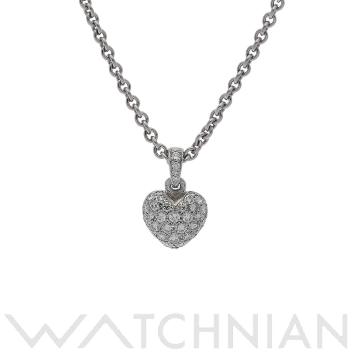 カルティエ ハートパヴェ ネックレス シルバー K18ホワイトゴールド WG レディース ジュエリー 【中古】【jewelry】