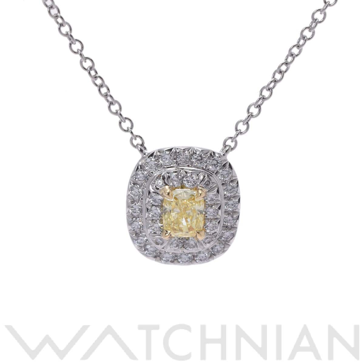 ティファニー ソレスト イエローダイヤ0.24ct ネックレス シルバー Pt950プラチナ/K18イエローゴールド YG レディース ジュエリー 【中古】【jewelry】