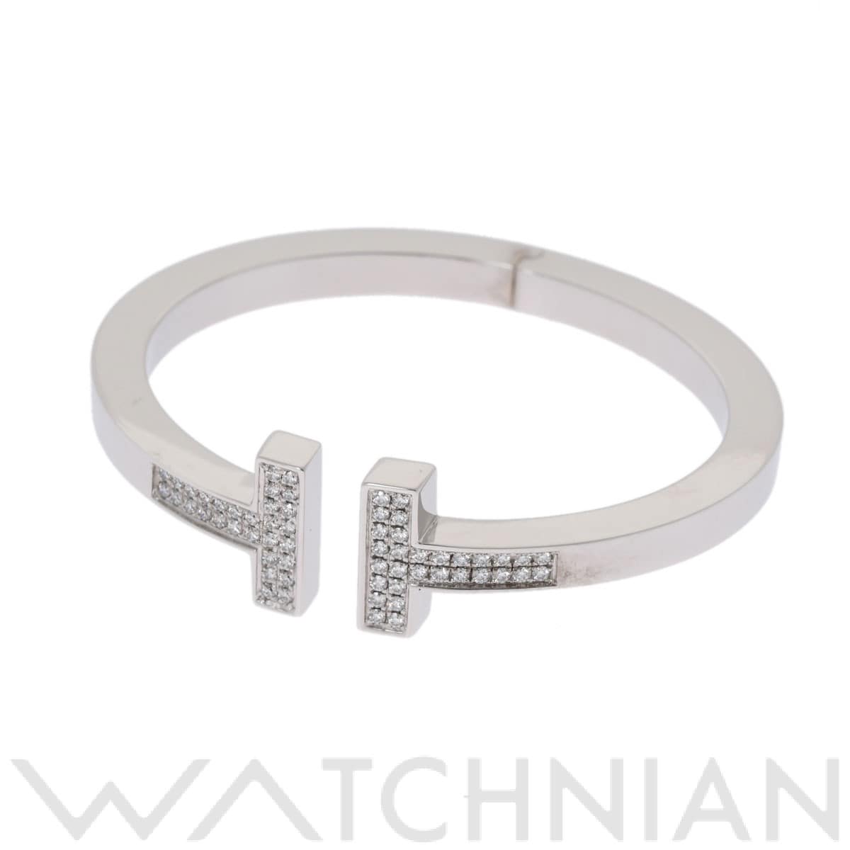 ティファニー Tスクエアバングル パヴェダイヤ シルバー K18ホワイトゴールド WG レディース ジュエリー 【中古】【jewelry】