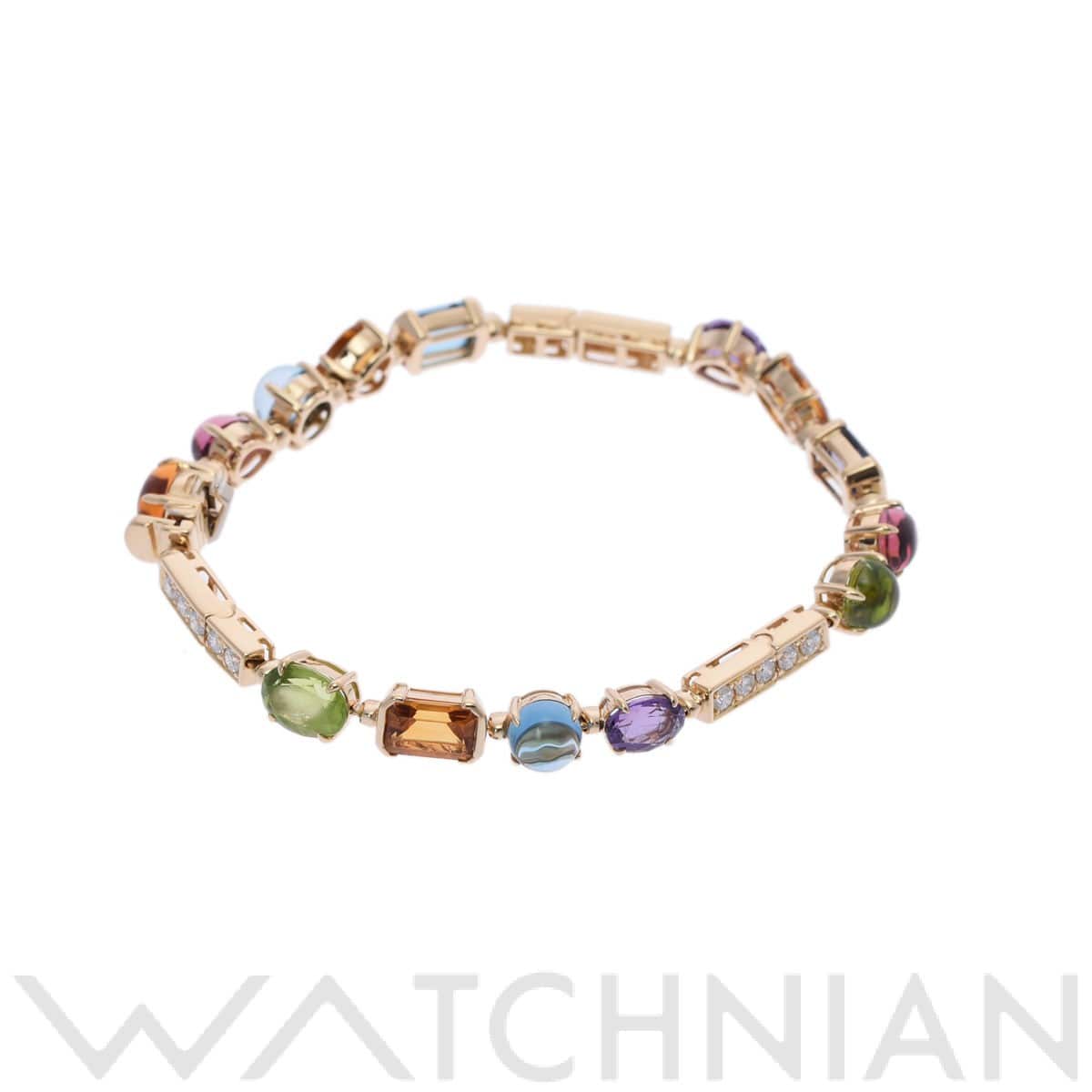 ブルガリ アレグラ ブレスレット マルチカラーストーン ゴールド K18イエローゴールド YG レディース ジュエリー 【中古】【jewelry】