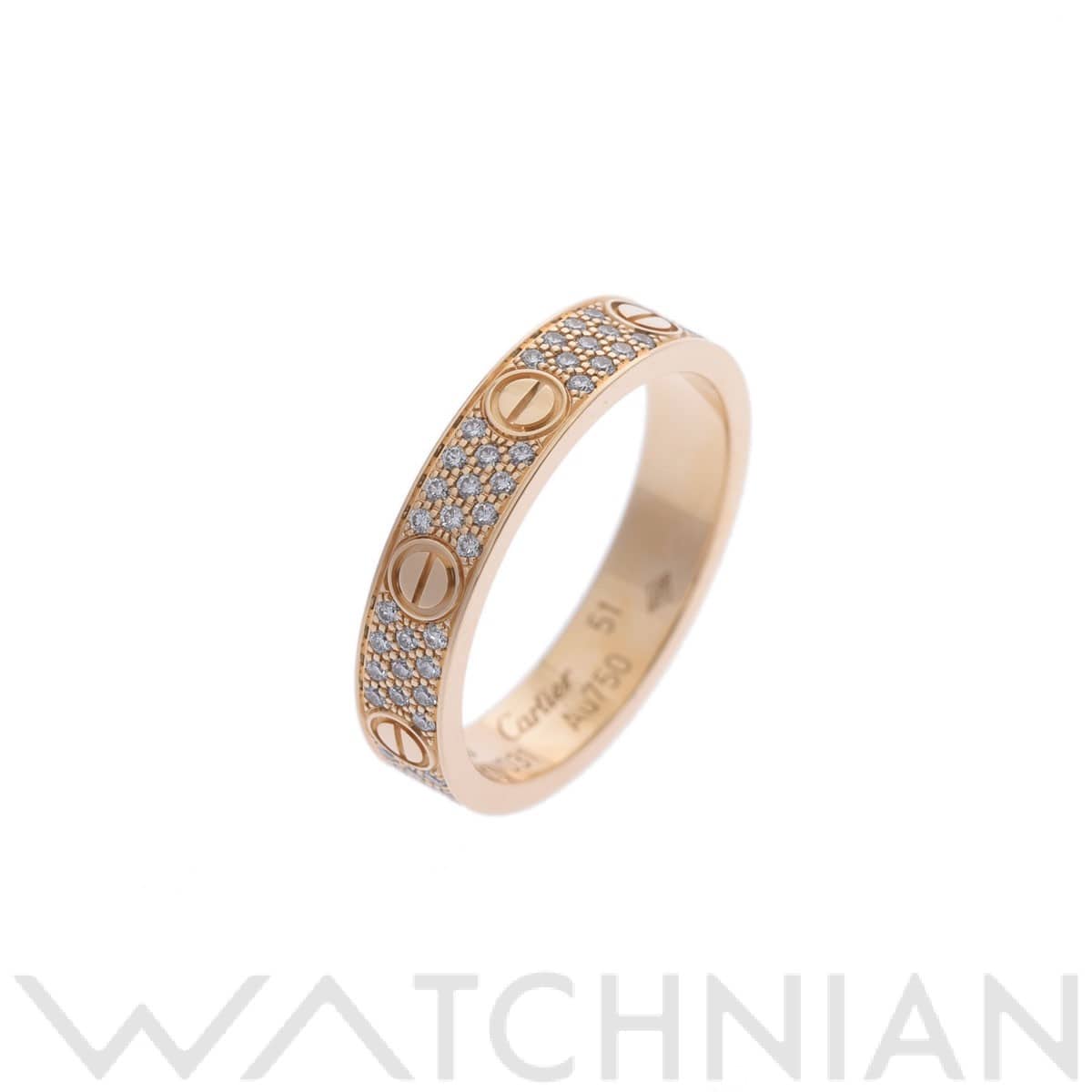 カルティエ ミニラブリング #51 パヴェダイヤ ゴールド K18イエローゴールド YG レディース ジュエリー 【中古】【jewelry】